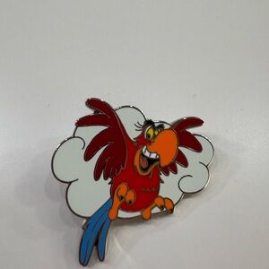 Disney Red Parrot Enamel Pin with Blue Tail